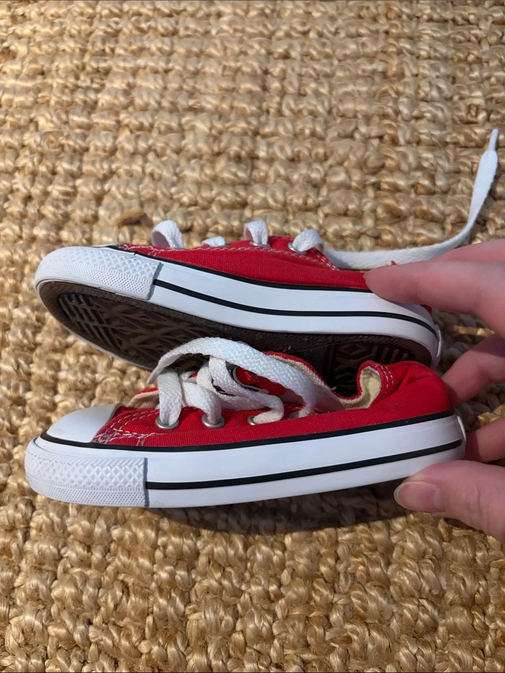 Converse Kids Red Low-Top Canvas Sneakers with White Accents